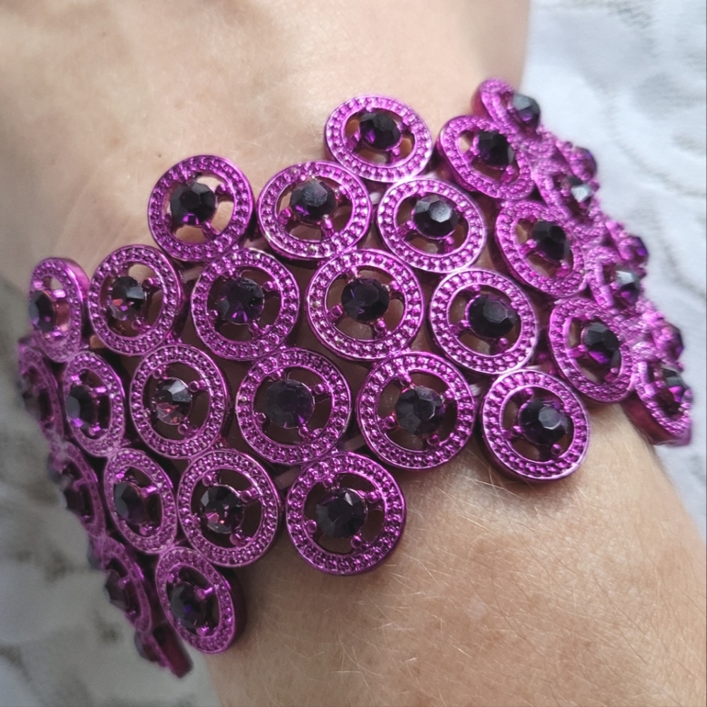 Purple Rhinestone Stretch Bracelet